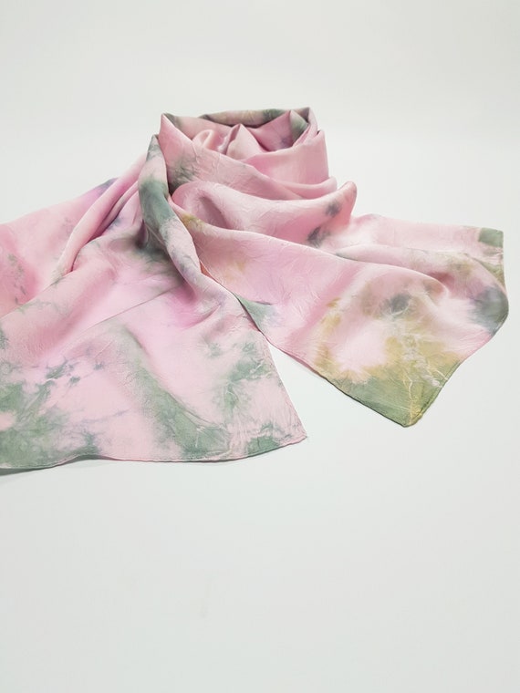 Krawatte Farbstoff Seide Satin Schal / Lt.Pink hellgrüne | Etsy