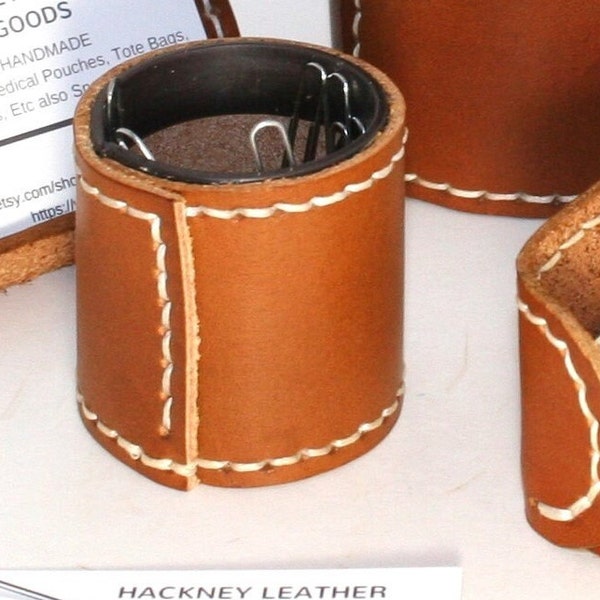 Paper Clip Holder, rustic look,Magnetic, Leather