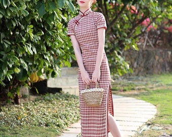 checkered cheongsam