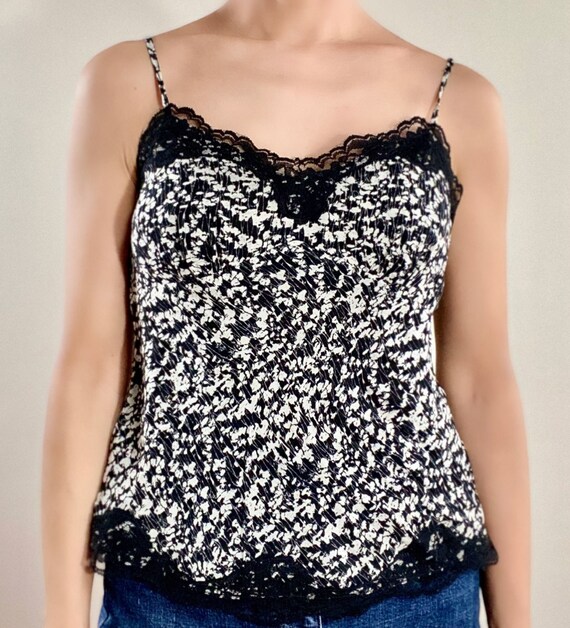 Black & White Dress 100% Silk Lined Laced Camisole