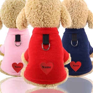 Dog Fleece Sweatshirt for any season Pet Clothes Dog Clothing Cat Thick Vest Sweater with D-shape Ring for Leash
