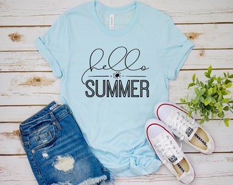 Hello Summer shirt, vacation shirt, summer shirt, hello sunshine, weekend shirt, Summertime shirt, summer tee