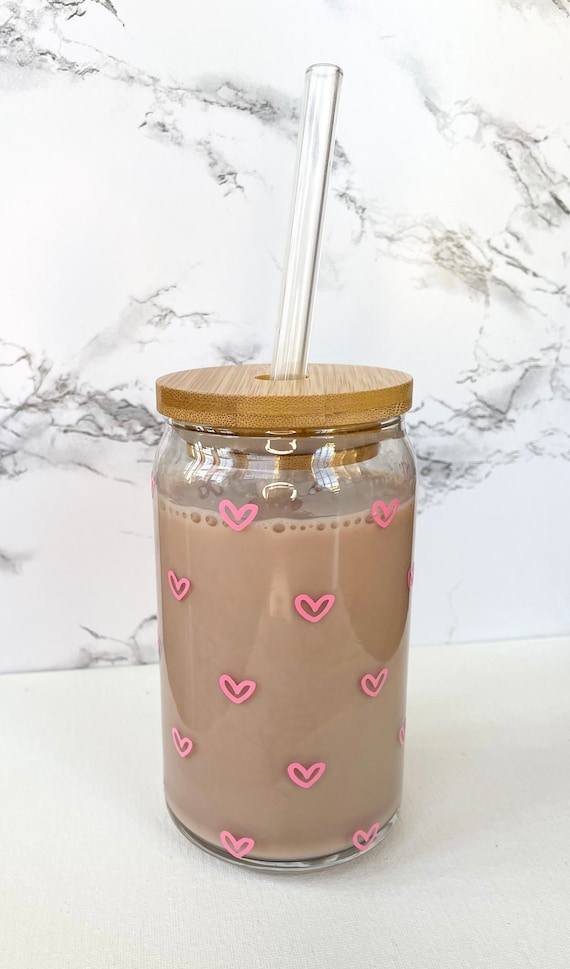 Beer Can Glass Cup Hearts Valentine's Day Coffee Glass 