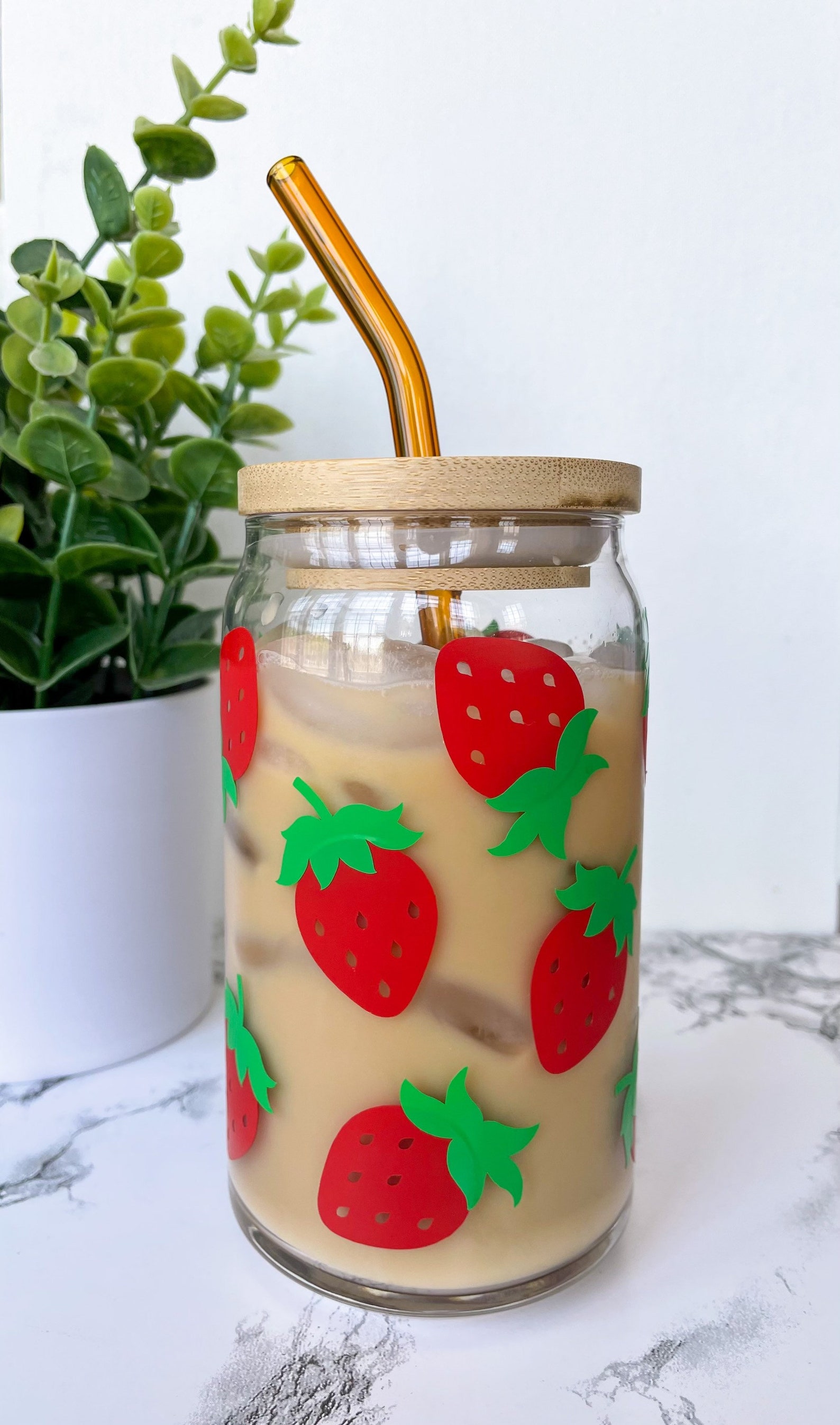 Strawberry Can Glass Cup, Beer Can Glass, Iced Coffee Glass Etsy