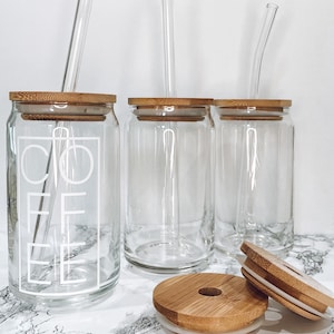 Bamboo Lid and Straw, Beer Can Glass Lid, Glass Straw, Bamboo Lid, Straw Cleaning Brush (accessories only- beer can glasses sold separately)