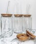 Bamboo Lid and Straw, Beer Can Glass Lid, Glass Straw, Bamboo Lid, Straw Cleaning Brush (accessories only- beer can glasses sold separately) 