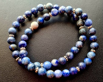 3 Powerful Indygo Stones Dumortierite, Lapis Lazuli & Sodalite Healing Bracelet: stress, depression heal, Third Eye and Throat Chakra