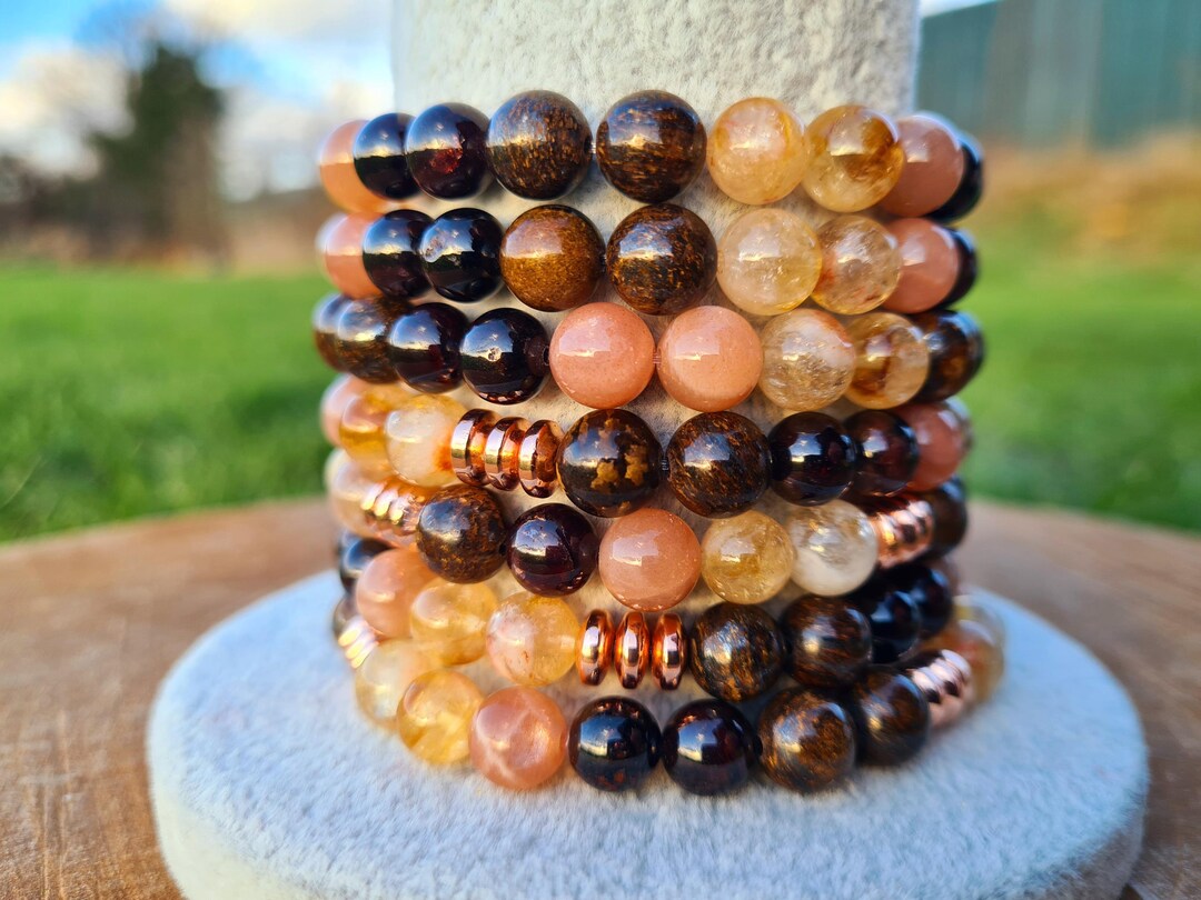 Antihex Bronzite, Citrine, Red Garnet, Sunstone Bracelet - Spiritual Growth ...