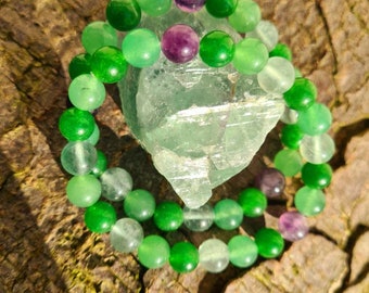 Fluorite & Green Aventurine Healing Bracelet: harmony and clearing personal psychic energy, dreamworld, beauty, lucid dreams, genius, love