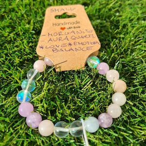 Morganite & Aura Quartz Healing Bracelet: Love, emotional balance