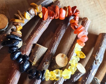 Bracciale Rigido In Pelle Con Cristalli Di Tormalina Nera, Bracciale - Foto 7