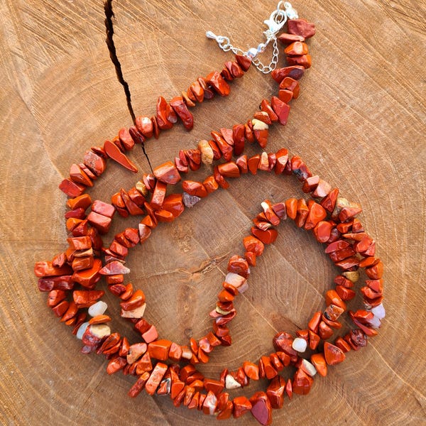 Red Jasper Crystal Necklace - grounding, protection, calm; Root Chakra Necklace