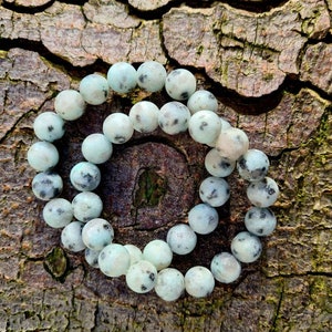 Kiwi Jasper Healing Bracelet: purifica i chakra, l&#39;aura, mantiene la concentrazione, assorbe le energie negative; Perline 8/10mm