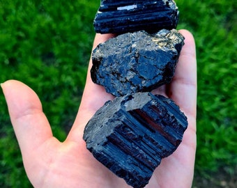 Beautiful Natural Black Tourmaline Raw Stone Large: protection, grounding, productivity, relief from stress, 2 inches