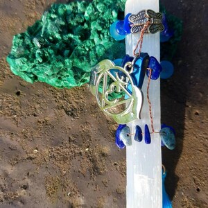Third Eye Chakra Selenite & Lapis Lazuli Healing Wand, electroplating quartz, Chakra healing stones, Talisman, unique gift