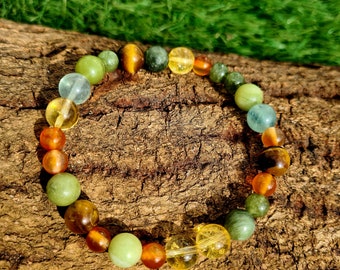Garden Fairy Healing Bracelet With Citrine, Carnelian, Green Jade