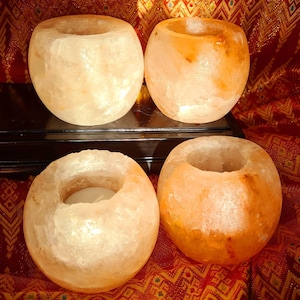 Healing Himalayan Salt Tea Light Holder polished, healing anxiety, air purification, health benefits, beautiful gift idea