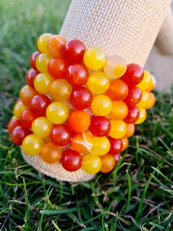 Unique Gems braccialetto di pietre preziose perle di Agata rossa 4mm bracciale per donna energia Chakra