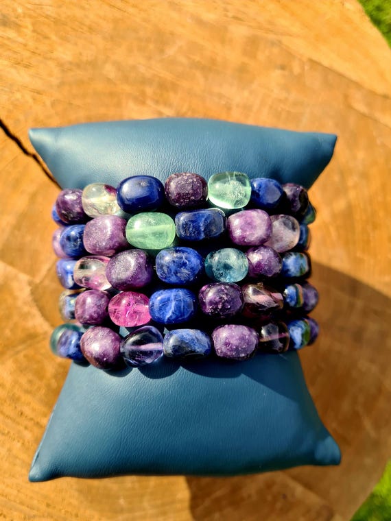 Rainbow Fluorite, Sodalite, Lepidolite Tumblestone Healing