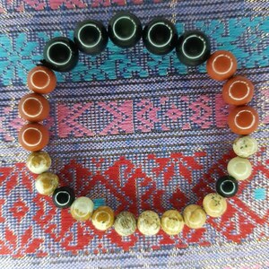 Balanceren van emoties en aarden Helende Armband met rode jaspis, foto jaspis, zwart obsidiaan