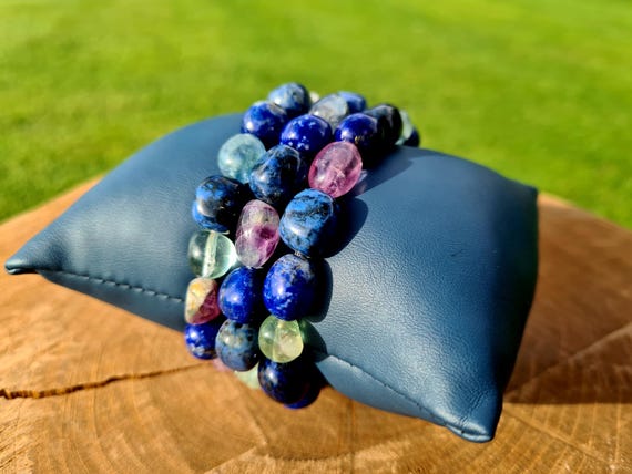 Fluorite, Lapis Lazuli, Sodalite Tumblestone Healing Bracelet