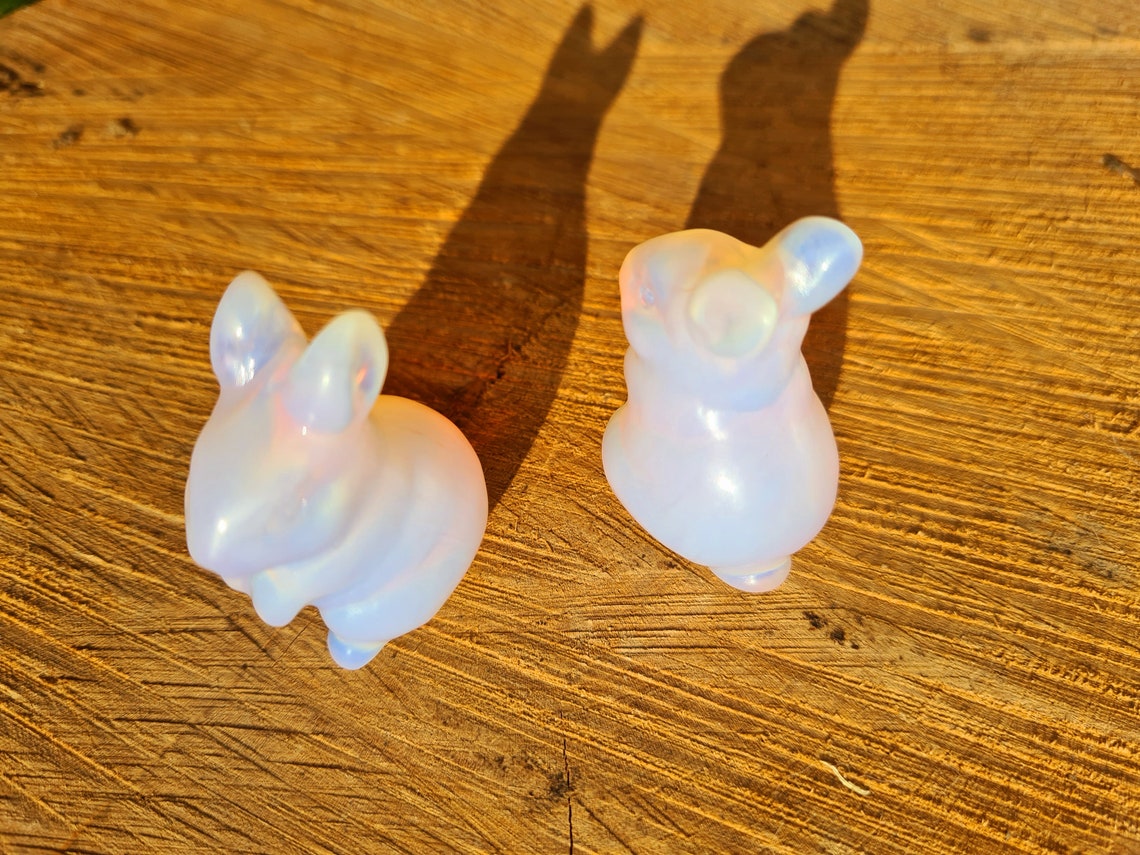 Pink Crystal Rabbit Pink Opalite Healing Home Decorations, Rabbit, 22mm Wide, 40mm High ...