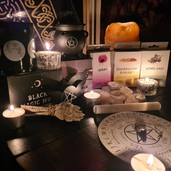 Enchanted By Night Fairies magical Witch Altar, Warlock altar set, magic altar, FREE altar cloth with triquetra symbol, powerful vibes