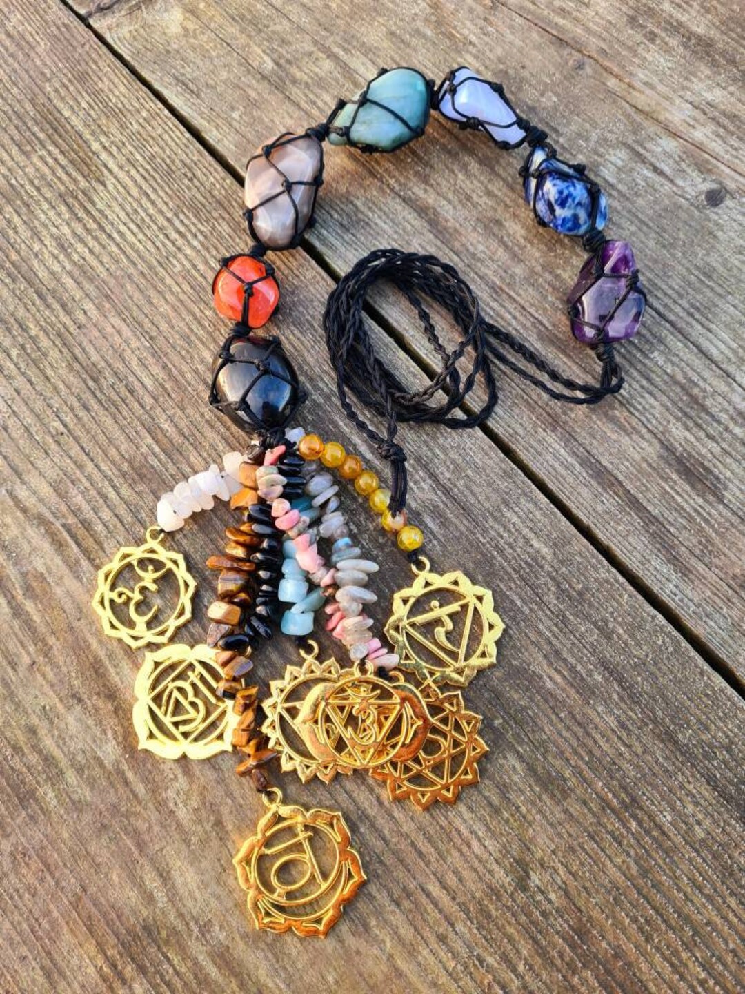7 Chakras Talisman With 13 Different Stones and Chakra Symbol, Magical ...