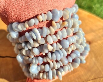 Pulsera de angelita: apoyo angelical, sanación del chakra de la garganta y del tercer ojo, conexión con los ángeles, energía relajante y pacífica.