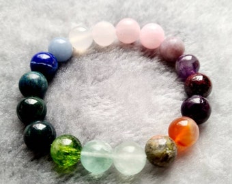 Personalised 15 stones Ultimate Healing 7 chakras, feminine energies Anklet Bracelet, extremely powerful healing, anti-stress, rainbow