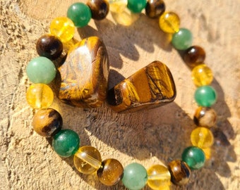 Citrine, Green Aventurine & Tiger’s Eye Healing Bracelet 8mm