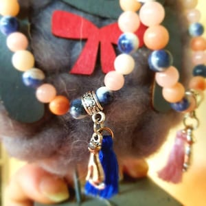 Cat Healing Bracelet with Cat Charm, Peachy pink Aventurine, Sodalite and Light pink Mashan Jade, unique gift idea, 6mm