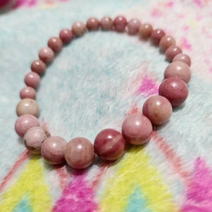 Rhodochrosite Healing Bracelet: self love, compassion, aura protection, joy, heart chakra healing, unique gift for yourself or loved one