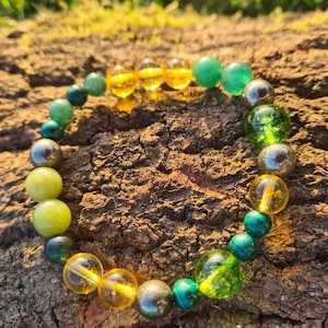 Malachite, Citrine, Jade, Pyrite, Peridot And Green Aventurine Healing Bracelet