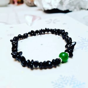 Minimalist Protection & Luck Healing Bracelet with Black Tourmaline and Green Aventurine, unique gift idea, self-love, root and heart chakra