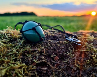 Green Aventurine necklace Healing: anxiety and restlessness healing, love, appreciation, and inner harmony, Aventurine wrapped stone 25-30mm