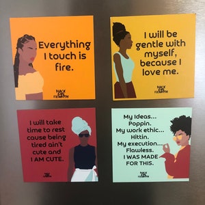 Affirmation Magnet Set| Affirmation Deck| Journal Prompts| Self Love| Self Care |4 Pack