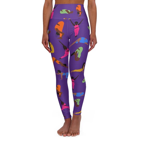 High Waisted Black Girl Yoga Leggings (purple)