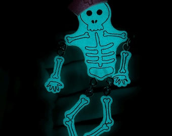 Glow in the Dark Skeleton Nurse Badge Reel: Glittery Retractable ID Holder