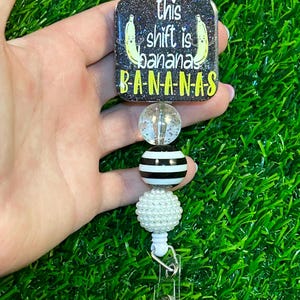 Banana nurse badge reel || nursing student || charge nurse || glitter resin badge reel || CNA || RN || lvn || this shift is bananas || pct