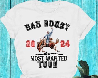 Vintage Bad Bunny Most Wanted Tour 2024 T-Shirt, Bad Bunny Shirt, Bad Bunny Fans Shirt, Rap Concert Rap Tour Shirt, Rapper Shirt,Music Shirt