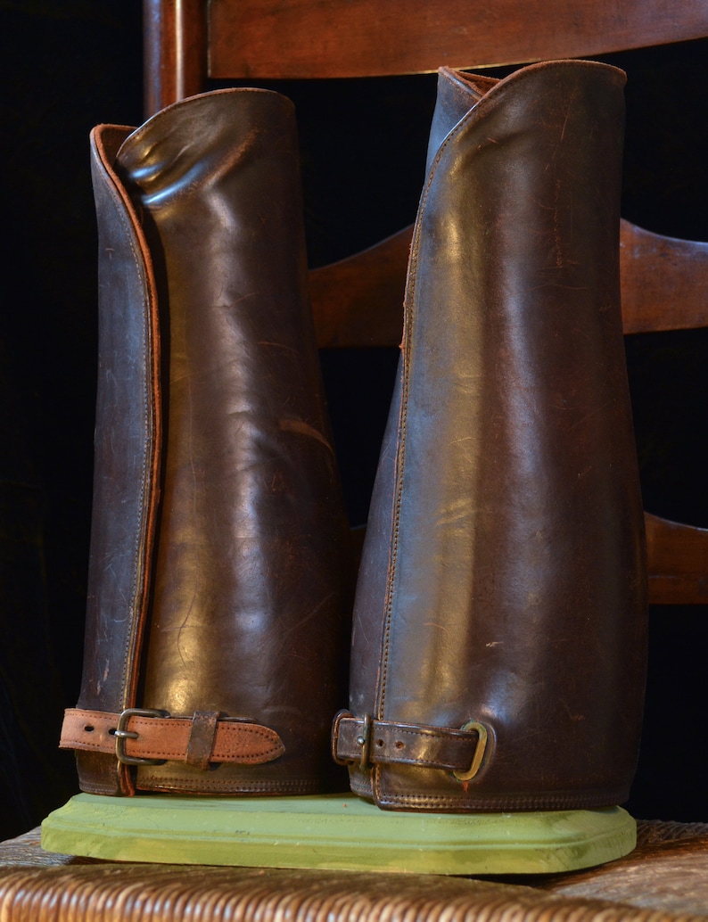 WWI WWII Cavalry Leather Motorcycle Gaiters Etsy