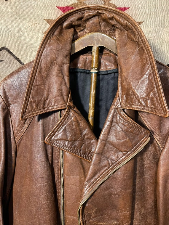 1940 1950 vintage leather jacket l XL - image 6