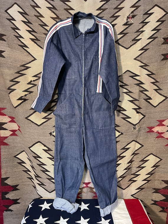 1970s vintage denim jumpsuit NOS