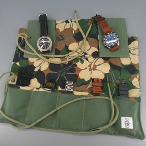 Field Watch Rolls – 5 Slot | 14" x 11" - 2 Slot | 11.5" x 5" Reclaimed US Navy Seabag Canvas | Handmade Watch Storage