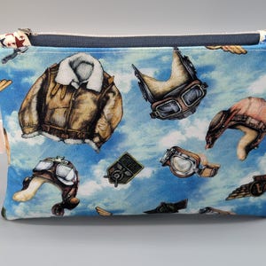 AIR BOSS Zipper Pouch – Handmade by Active Duty Sailor | 8&quot;x5.5&quot; Aviation Print Bag | Patriotic Star Lining | Hem & Helm