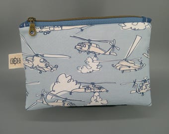 Get To The Choppa Small Zipper Pouch | Small & Medium Sizes | Handmade Helicopter Print Bag S22