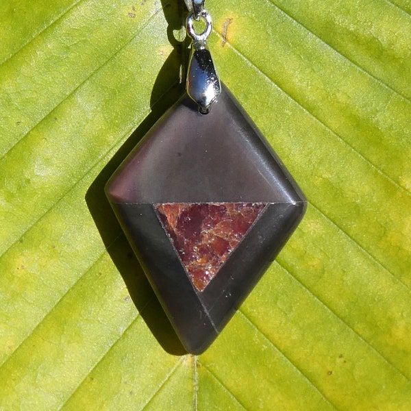 Rainbow Obsidian and Garnet Inlay Necklace, Essential Oil Diffuser Necklace