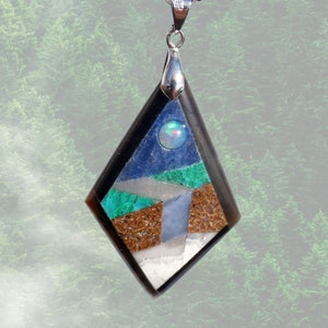 Unique stone Mosaic Waterwall Pendant, Crystal Waterfall Necklace