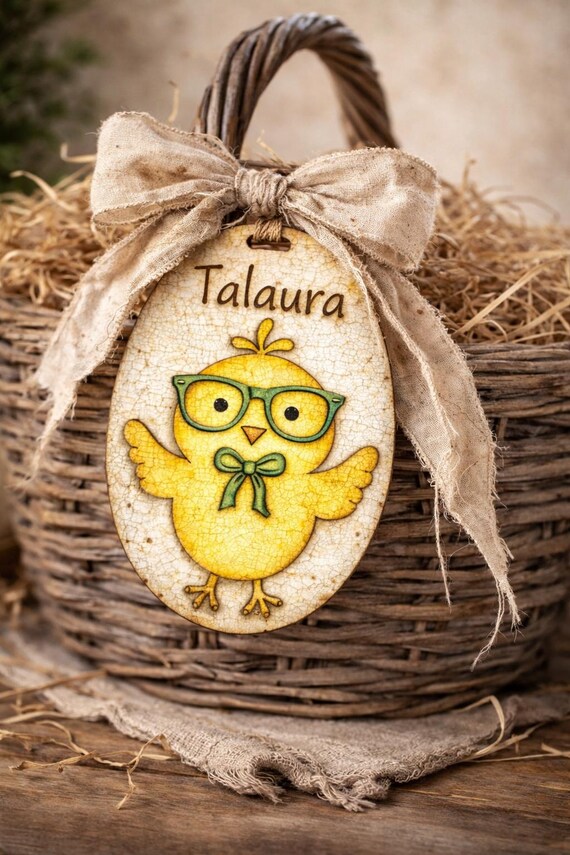 Rustic DIY Easter Basket Chick Name Tag unpainted Can Be Personalized
